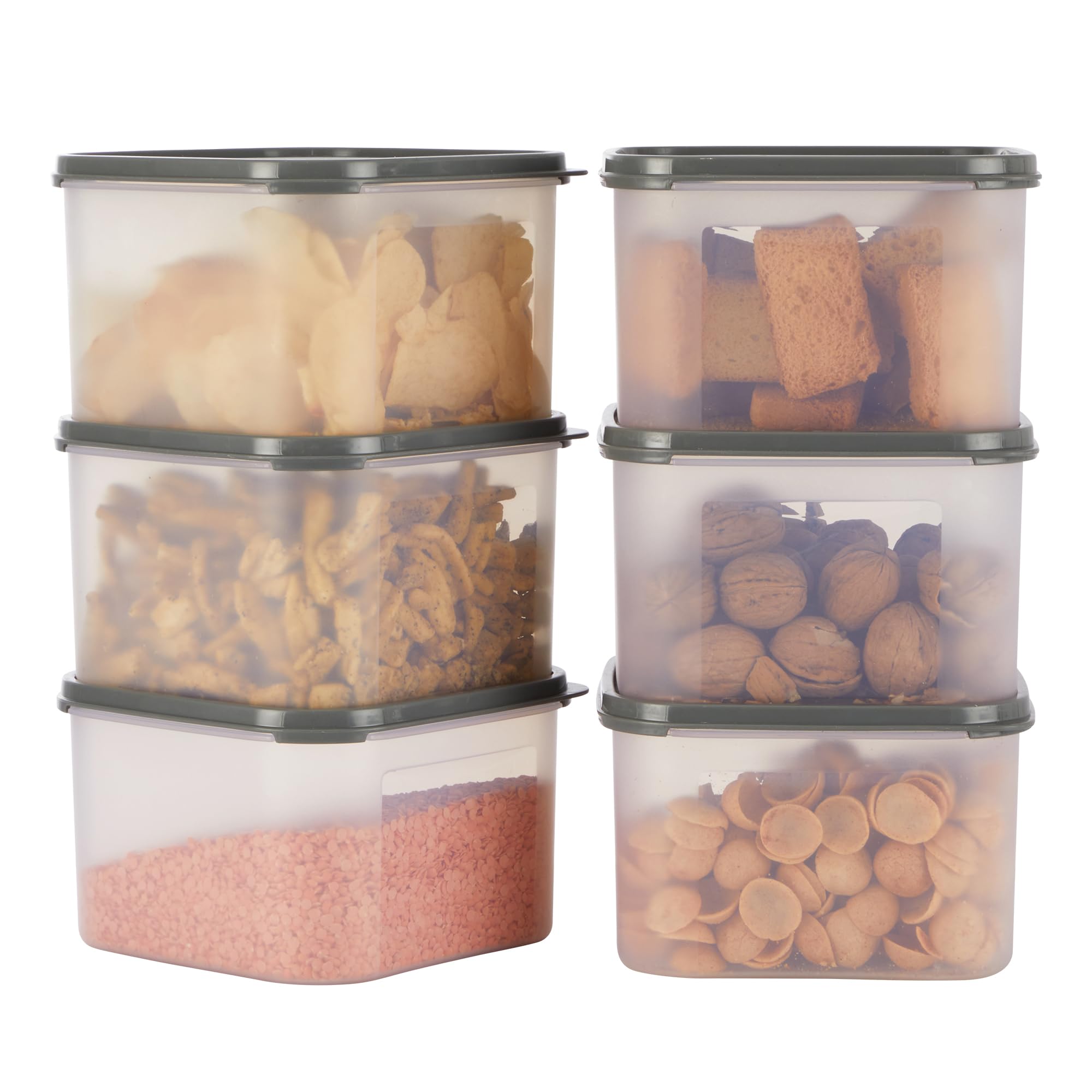 KOLORR Square 2700Ml Modular Plastic Kitchen Storage Containers Set, Pack Of 6 | Dry Food Organizer | Air Tight Grocery Jar/Container | 100% Bpa Free| Food Grade | Transparent (B0C7R5BVVY) Amazon Price History, Amazon Price Tracker