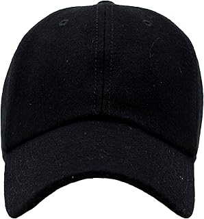 Classic 6-Panel Wool Blend Baseball Unisex Cap with Adjustable Brass Buckle (Black)
