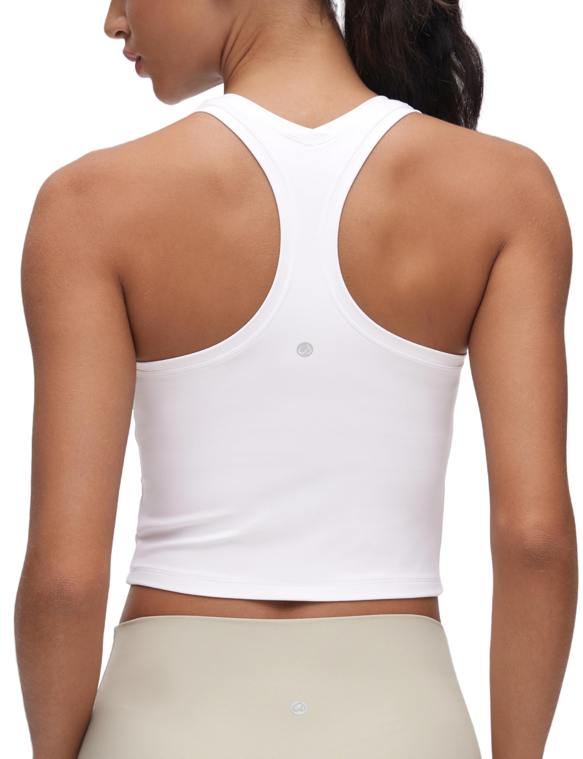 CRZ YOGA Womens Butterluxe Scoop Neck Yoga Tank Athletic Racerback Comfy Sleeveless Workout Casual Tight Crop Tops White 6