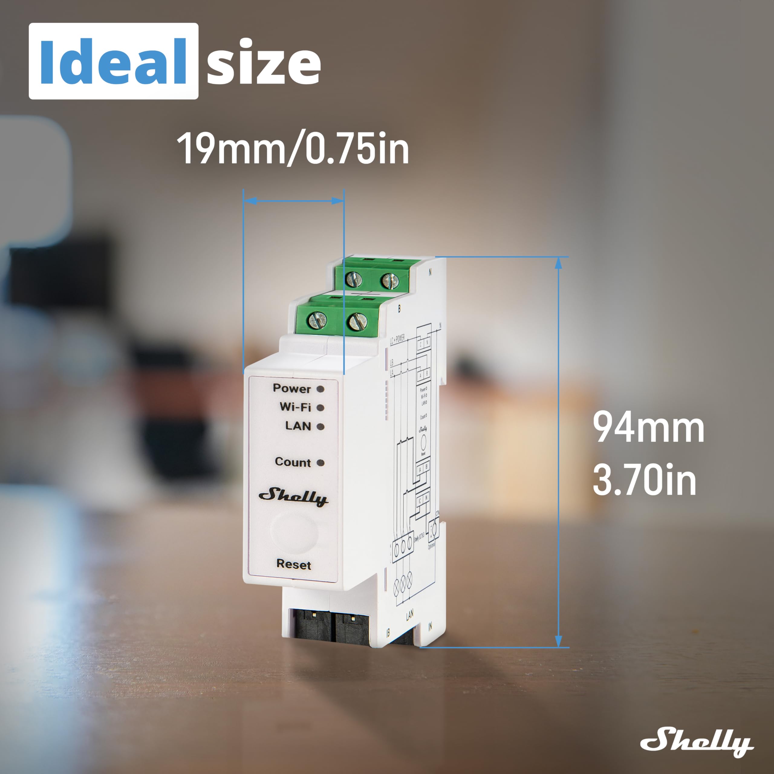 Shelly Pro 3EM - 3CT63, WLAN und LAN 3-Phasen-Energiezähler & Stromwandler, 63А, Echtzeit-Energieüberwachung, kein Hub Erforderlich, Solar-/Grid-Metering, kein Integriertes Relais, PV-kompatibel