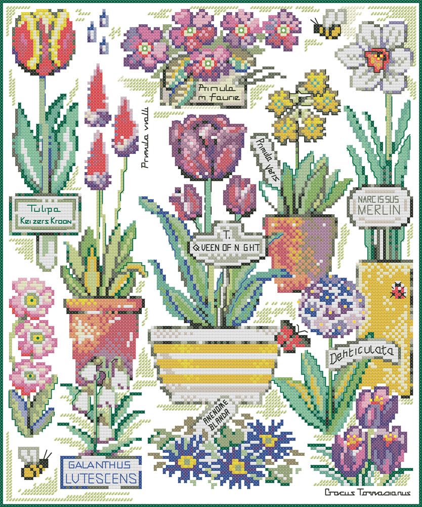 Awesocrafts Cross Stitch Stamped Kits Flowers on The Botanical Gardens Easy Patterns Cross Stitching Embroidery Needlework Kit Supplies