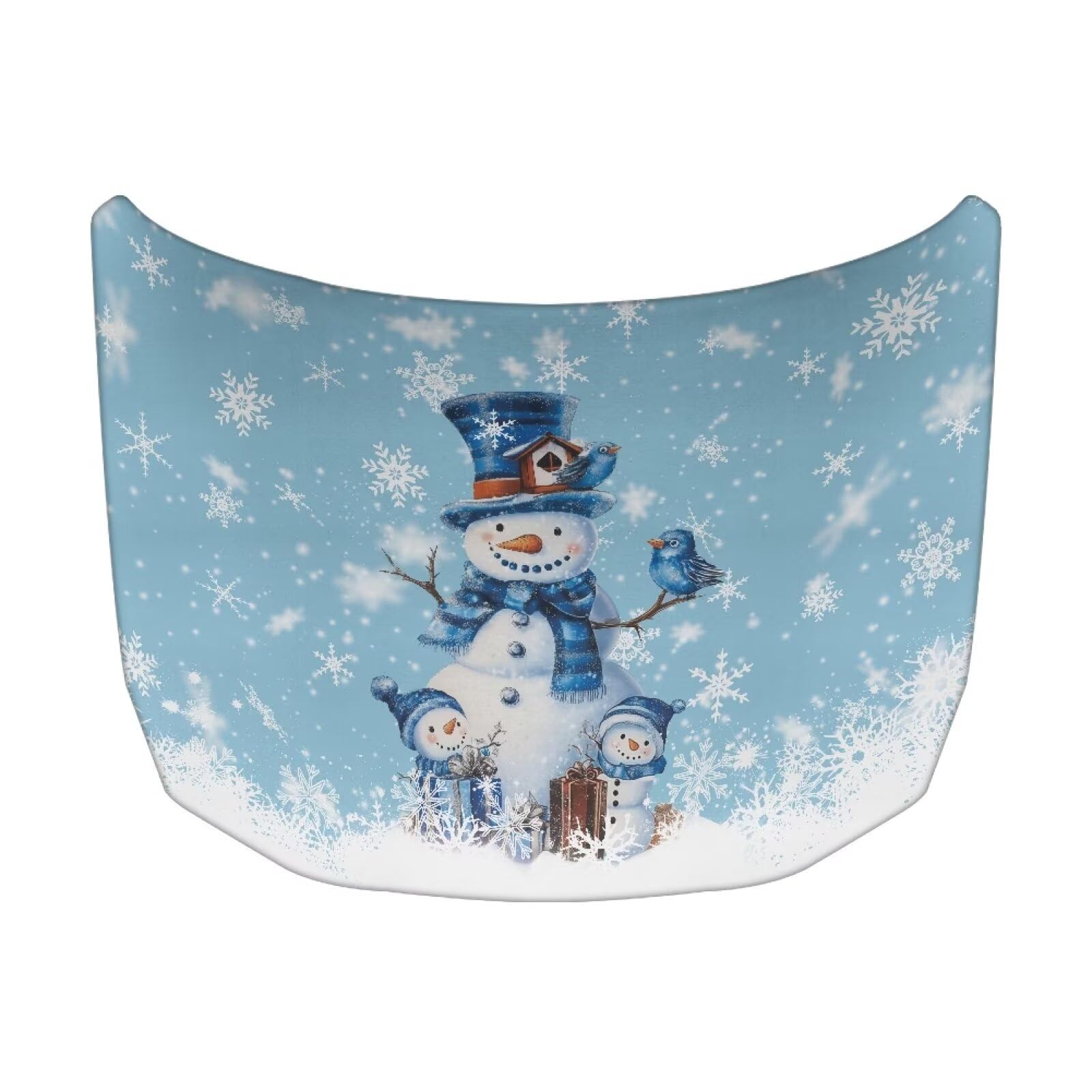 Christmas Snowman Print Car Hood Cover Stretch Polyester Car Hood Cover Waterproof Automotive Accessories Suitable Most Automotive Sedans Trucks Pickup Sports Cars