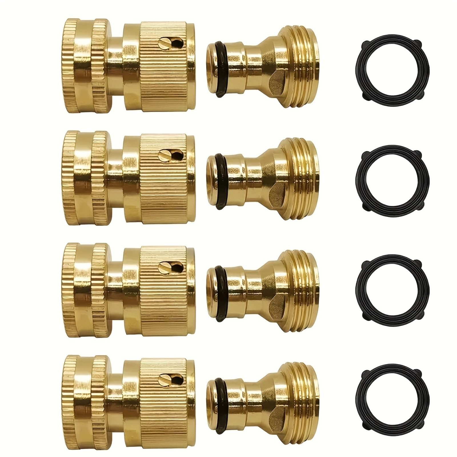 Set di raccordi per tubi in ottone Confezione da 8 connettori rapidi for tubi giardino in ottone GHT 3/4" - Raccordi resistenti a tenuta stagna