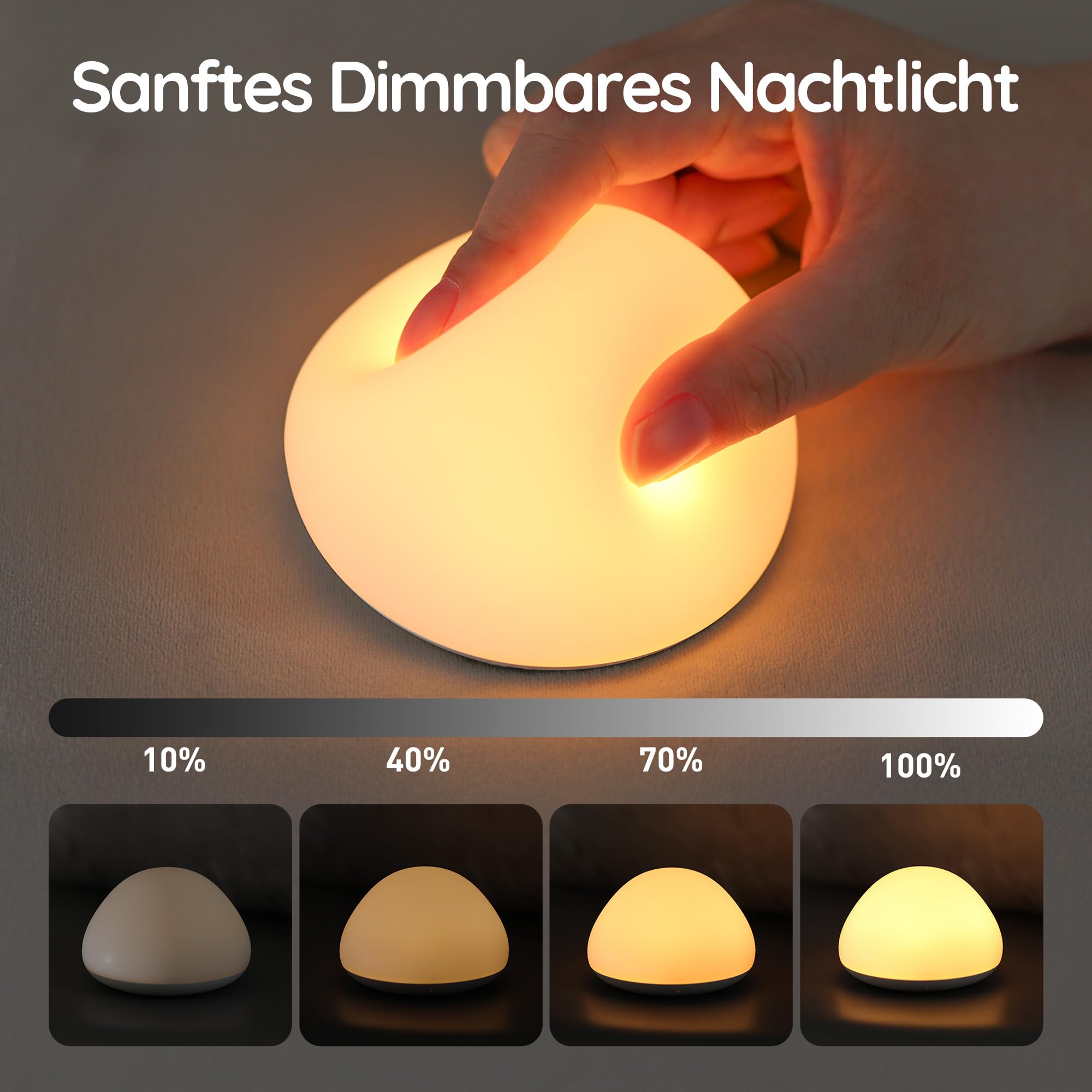 Nachtlicht Kinder, RGB Silikon Stilllicht Nachttischlampe, USB Wiederaufladbar, Mit Timer Dimmbar Touch Kinderbett Nachtlicht, Kinder Schlafzimmer Dekor Kinder Geschenke