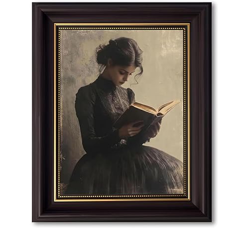 HELTYHB Woman Reading Framed Wall Decor Victorian Woman Wall Art