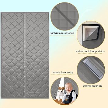 Magnetic Thermal Insulated Door Curtain,Insulation Screen Door with Hands Free Automatic Closing Durable Weatherproof Oxford Material, Cool in Summer,Warm in Winter(Fit Door Size 36 x 80 Inch)