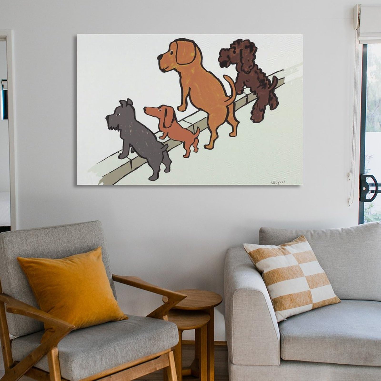 Amazon.co.jp: レイモン・サヴィニャック 4匹の犬 絵画 インテリア