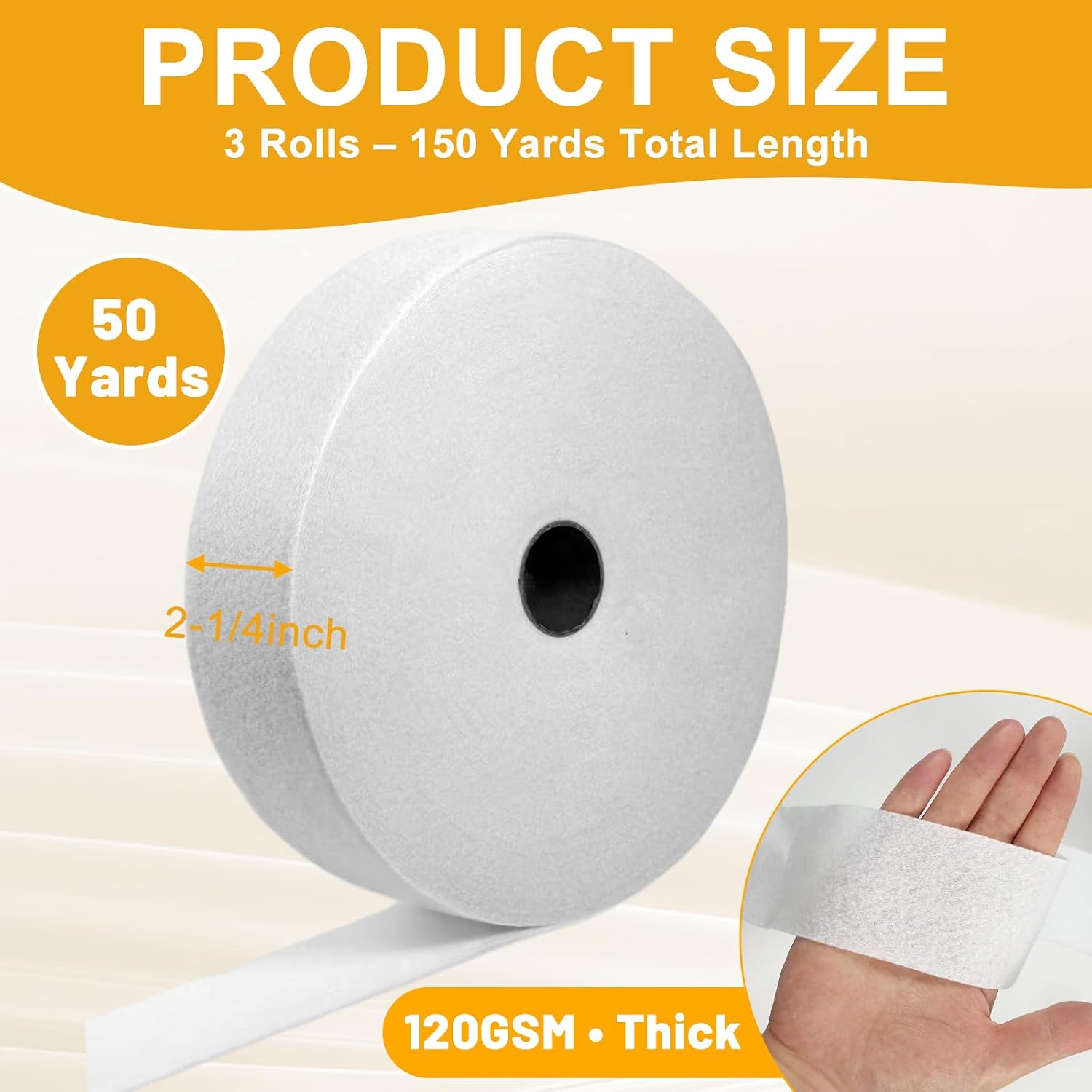 2 1/4 Inch Jelly Roll Batting Strips 3 Rolls Jelly Roll Fabric Total 150 Yards Cotton Blend Batting on a Roll for Quilting, Throw Rugs, DIY Sewing Projects