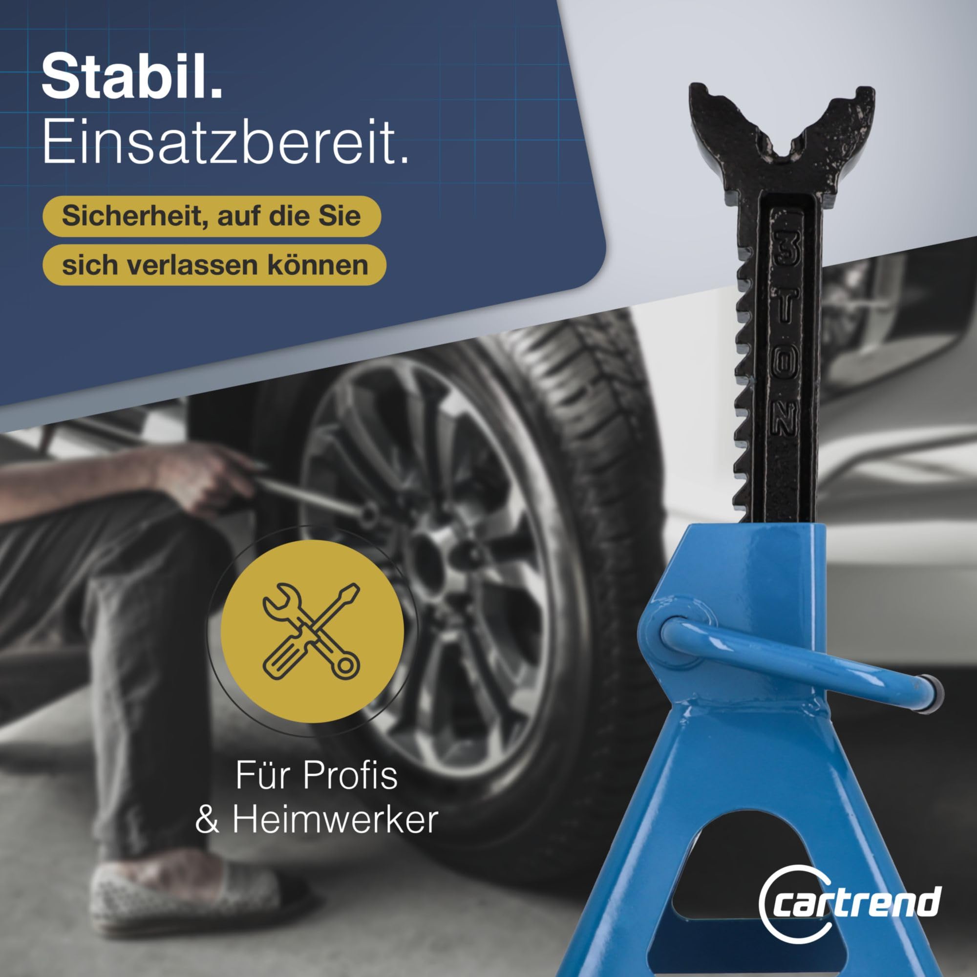 CARTREND Unitec 10889 Profi 3 tonnes de sécurité réglables en Hauteur pour Voiture Bleu 3000 kg