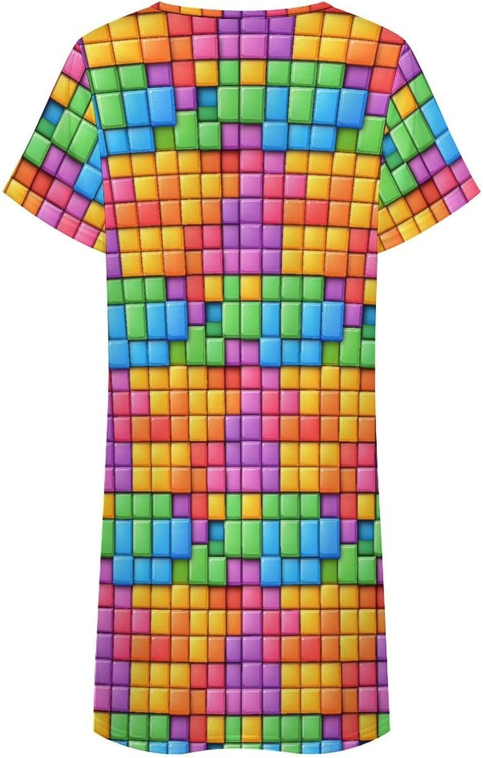 Colorful Brick Nightgowns for Women Short Sleeve Sleep Dress Casual Sleepshirt Night Gowns Pajamas