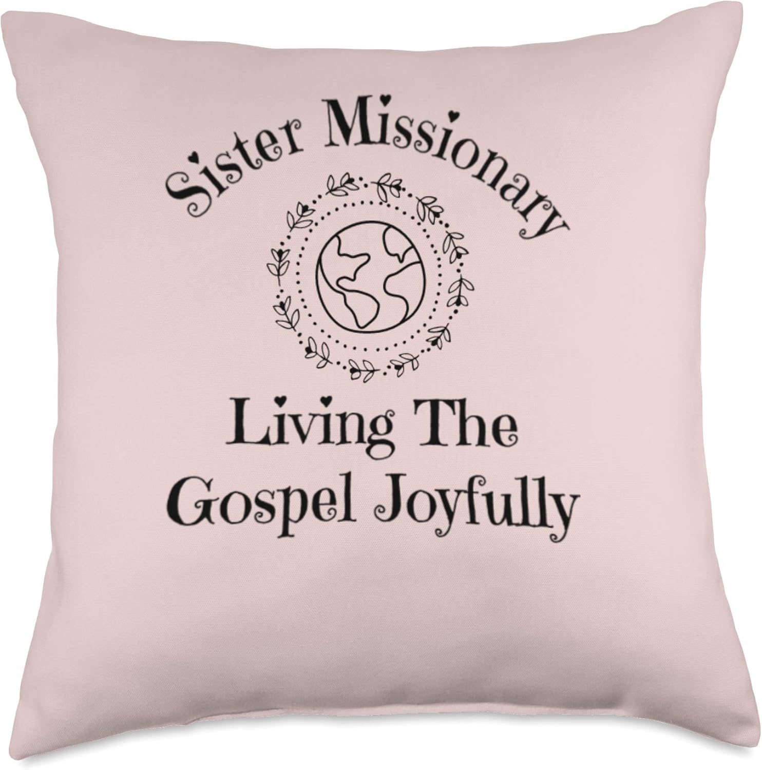 LDS Book of Mormon Sister Missionary Joyfully Living P-Day Throw Pillow