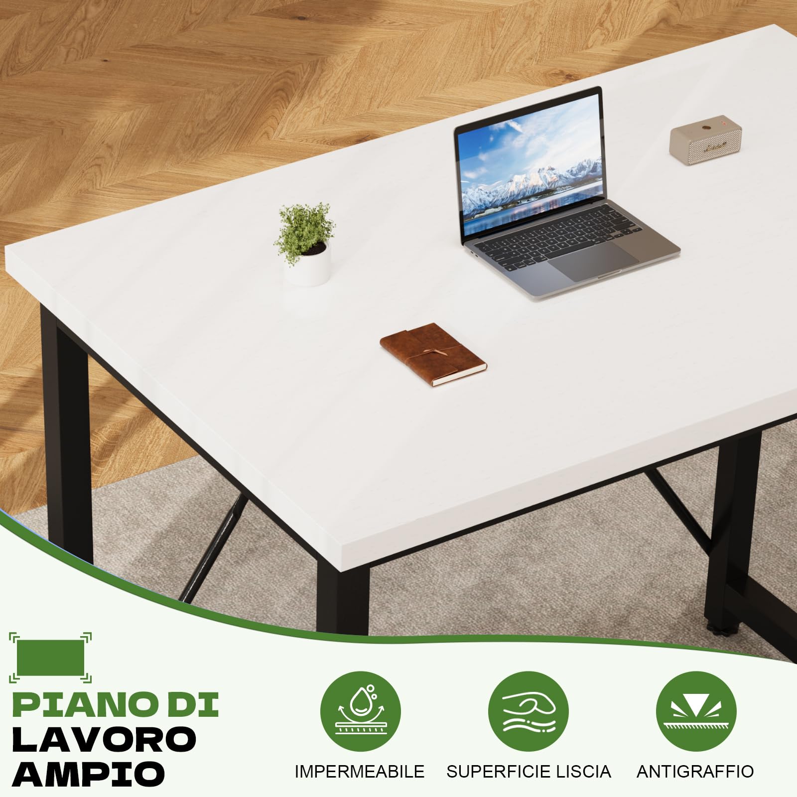 Devoko Scrivania per computer e laptop, stabile, da 80 cm, dal design moderno, semplice e compatto, per ufficio, studio, camera da letto, bianco