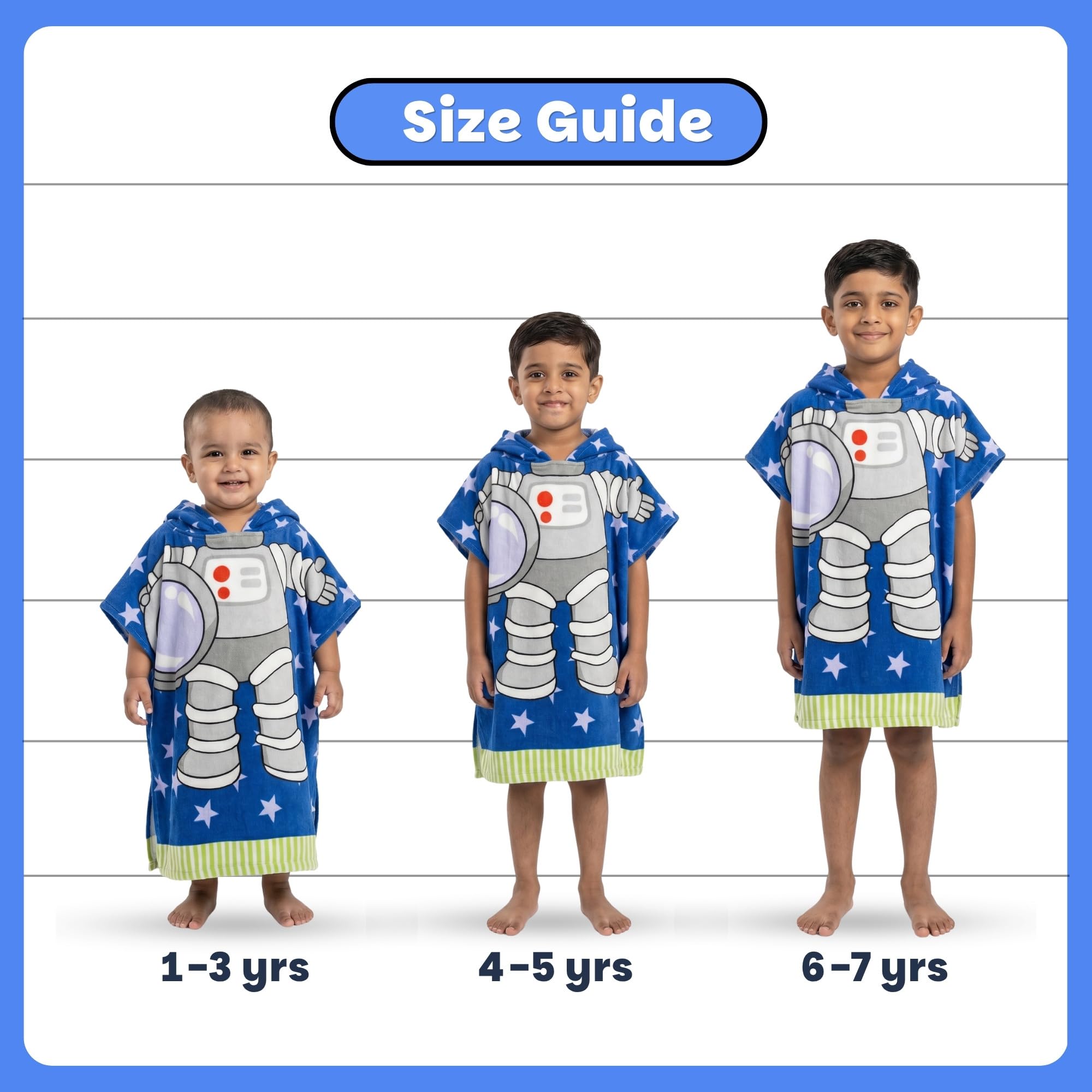 Famyo® Poncho Hooded Towel for Kids 1–7 Years | Quick Dry Kids Towel | Soft Lightweight Baby Wrap for Beach | 60 X 60Cm Toddler Pool Towel for Boys & Girls | Micro-Fiber Bath Towels |Astroman 3