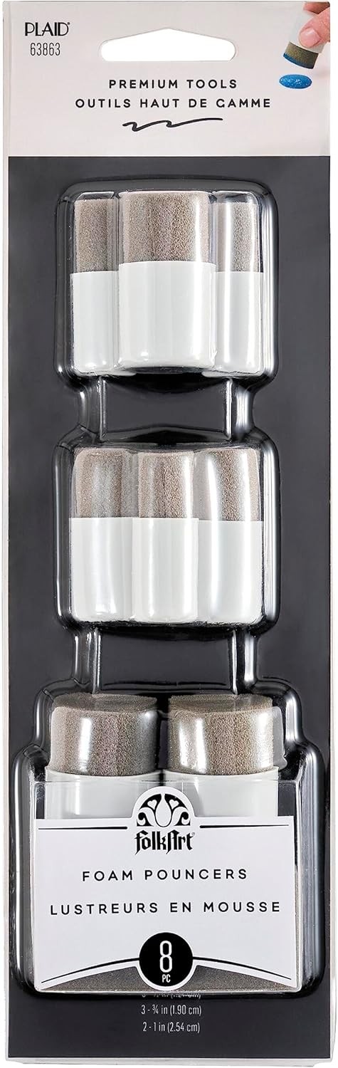 FolkArt 8 Pc Foam Pouncer Set Perfect for Stenciling, Pouncing, and Stippling Arts and Crafts Projects, 63863, Multi