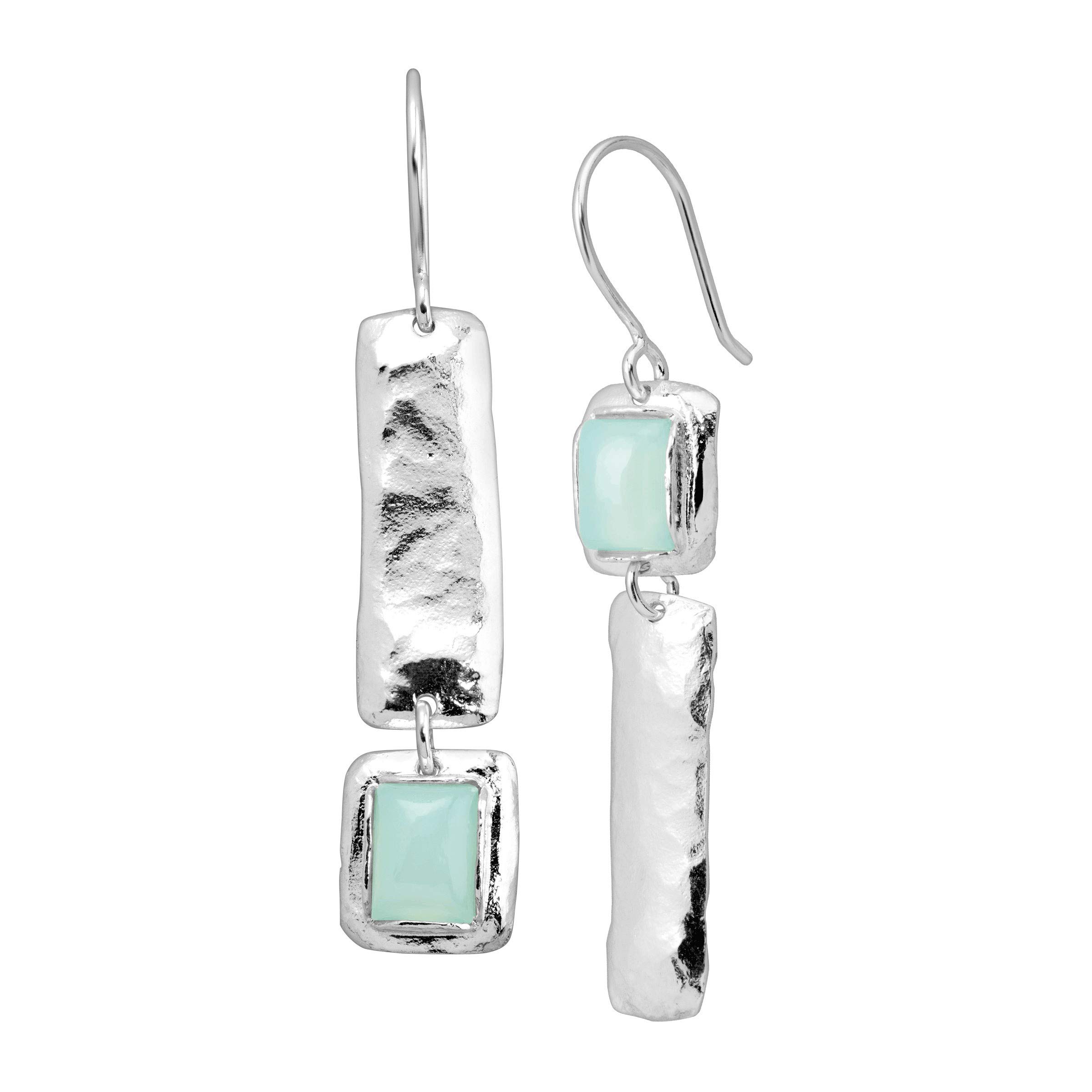 SilpadaDrop Earrings for Women, 925 Sterling Silver, Natural Chalcedony Hinged, I'll Never Pas-Tell'