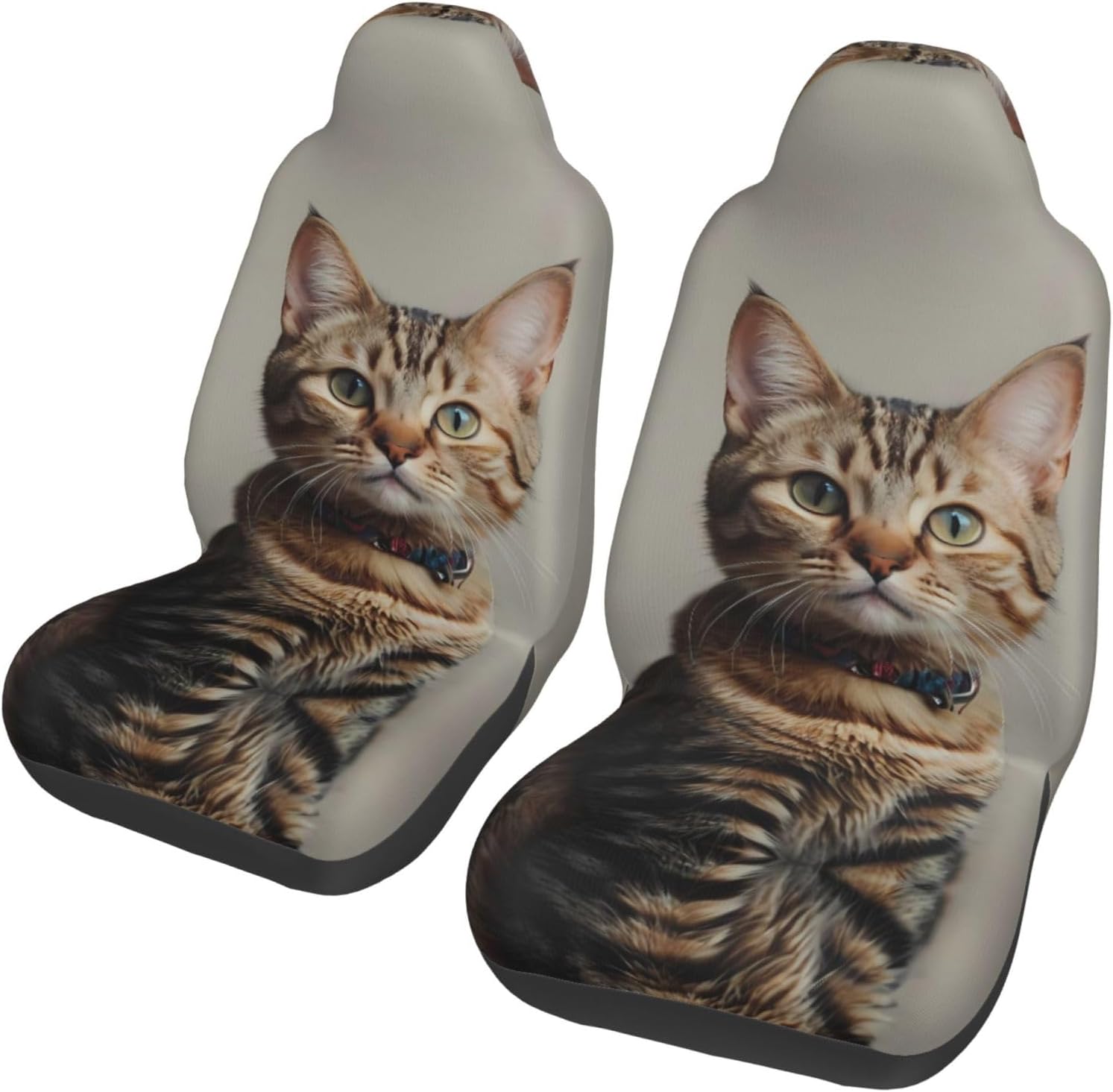 Universal cat with Necklace Printed car seat Covers are Suitable for Most Seats in Trucks, Vans, and Other Similar Vehicles.