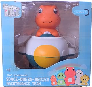 لعبة سيارة ديناصور سبيس بريس من سلسلة ديناصور لعمر 3 سنوات فما فوق - برتقالي وابيض