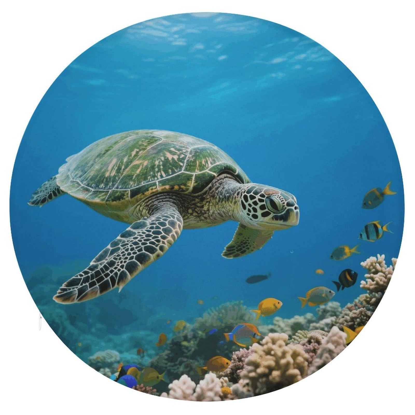 VstaDank Green Sea Turtle Cushions Memory Non Slip Car Seat Cushions Dining Chairs Cushion Indoo Dining Room Round Chair Pads with Zipper and Removable Cover Cushion