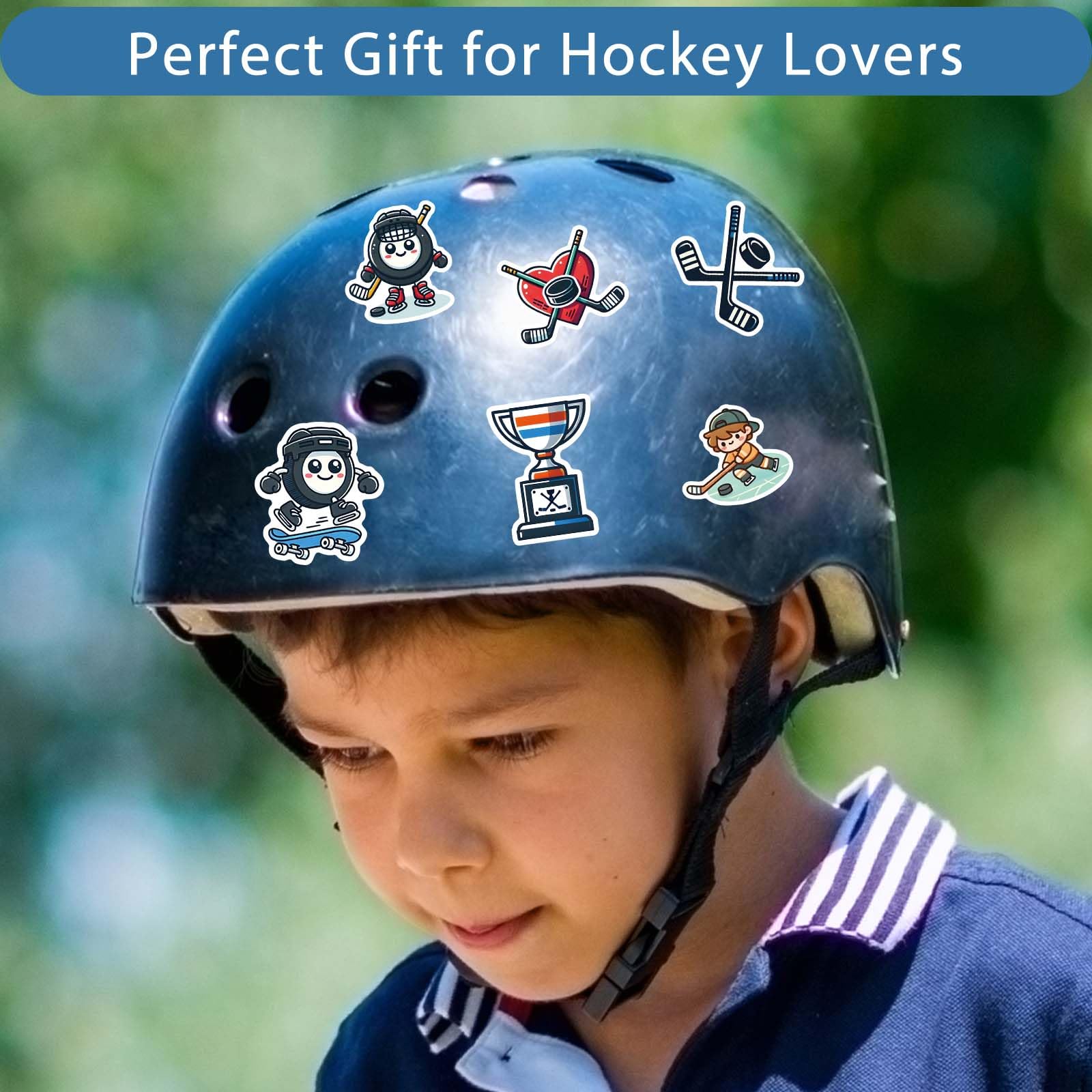 100 Pcs Hockey Stickers,Hockey Party Favors,Hockey Gifts for Boys 8-12,Waterproof Vinyl Stickers for Water Bottle Helmet Laptop Computer Skateboard