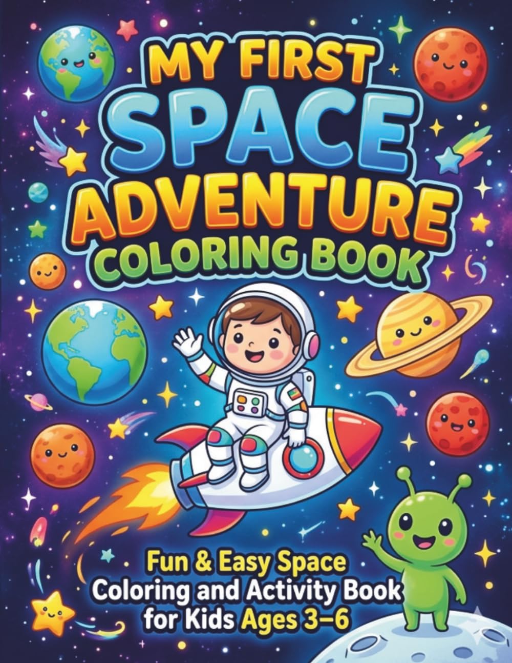 My First Space Adventure Coloring Book: Fun & Easy Space Coloring and Activity Book for Kids Ages 3–6