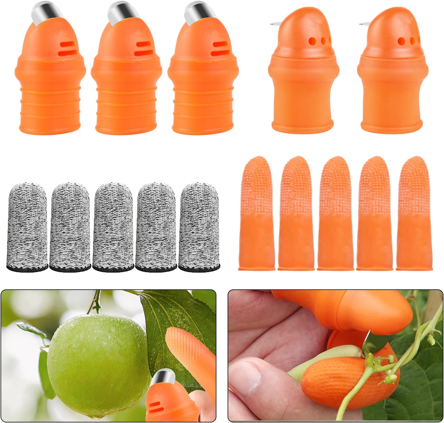 Gardening Thumb Knife Picking Tool – 15 Pack Upgrade Silicone Harvesting Gardening Tool Set Sharp Separator Finger Vegetable Plant Fruit Picking Knife Garden Gifts Convenient Safety Portable (Large)