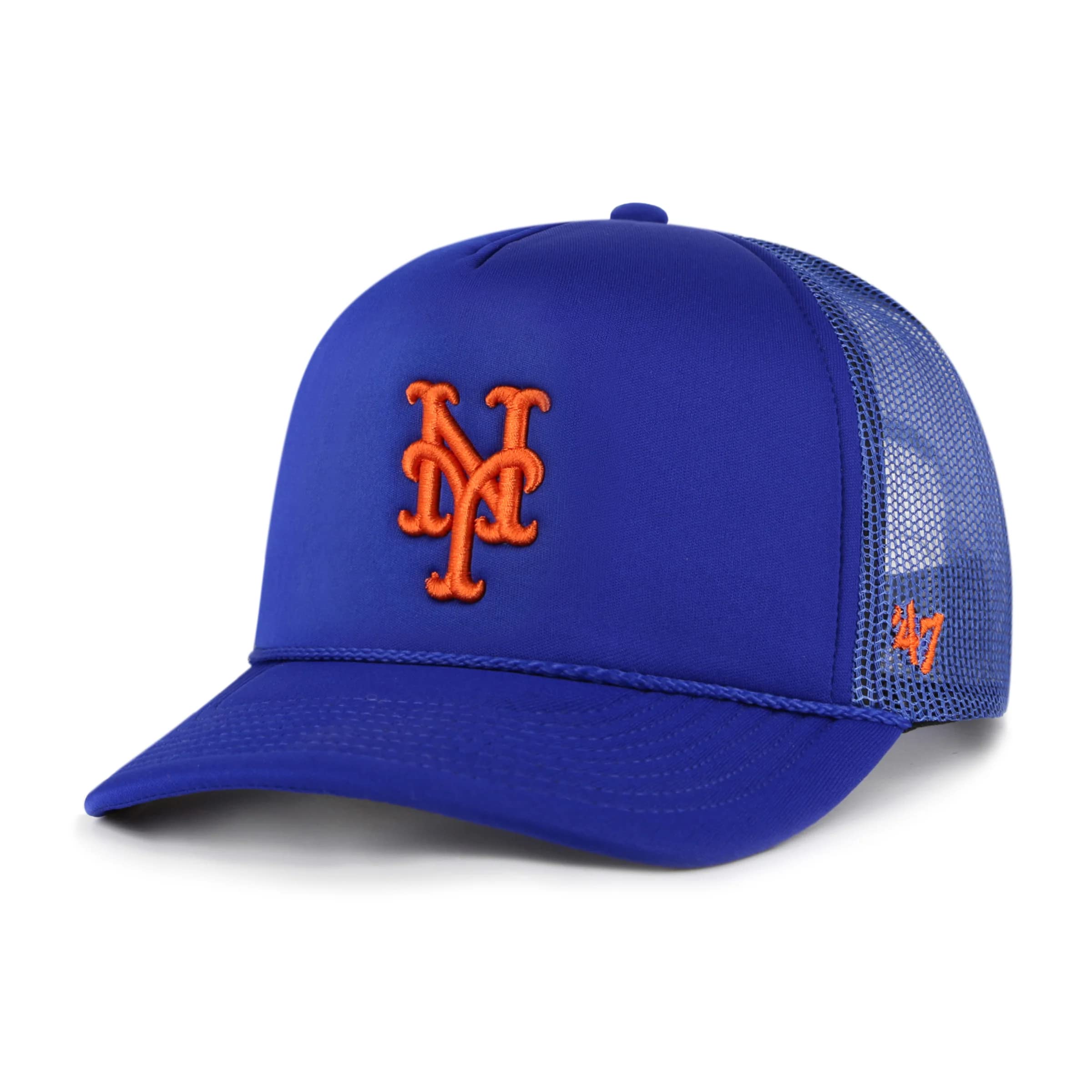 '47 MLB Unisex-Adult Foam Mesh Trucker Snapback Adjustable Hat Cap, New York Mets, One size