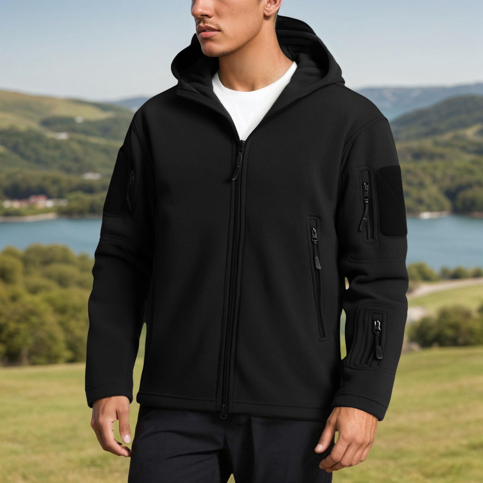 Genérico Sudadera con Capucha Hombre - Chaqueta con Capucha de Polar para Exteriores cálida Resistente al térmica para Clima frío