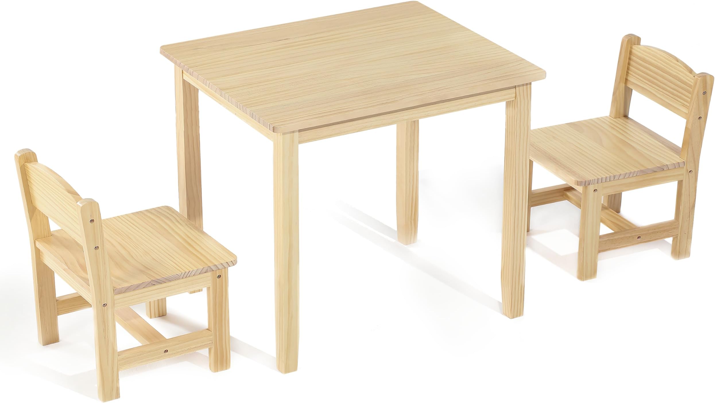 JONUTATOKids Table and Chair Set, Solid Pine Wood Kids Table and 2 Chair Set, Toddler Desk, Toddler Table and Chair Set for Girls and Boys Ages 4-10, Study Table for Classroom, Home