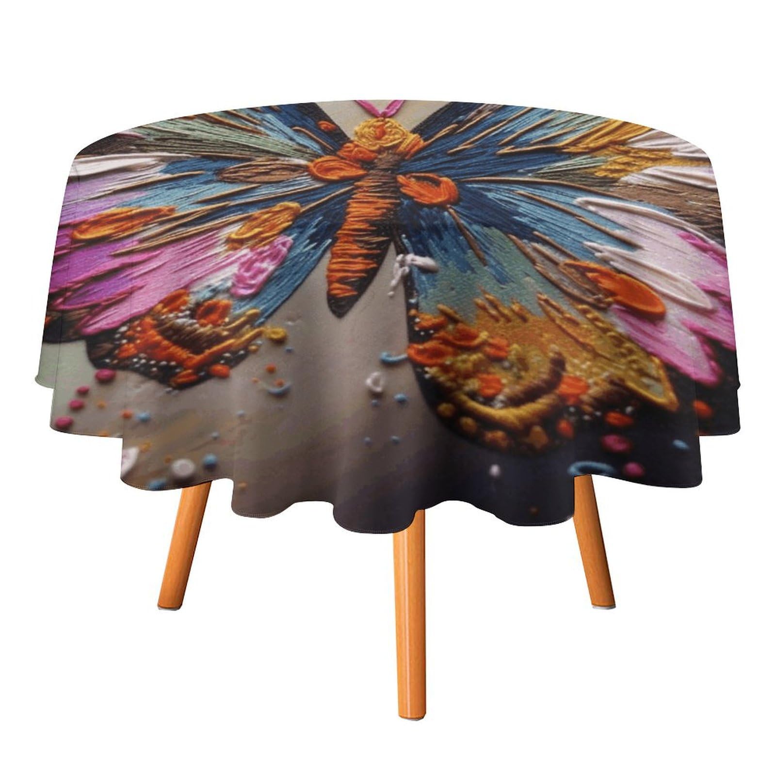 Nappe ronde extérieure motif papillon pour décorer vos buffets de terrasse