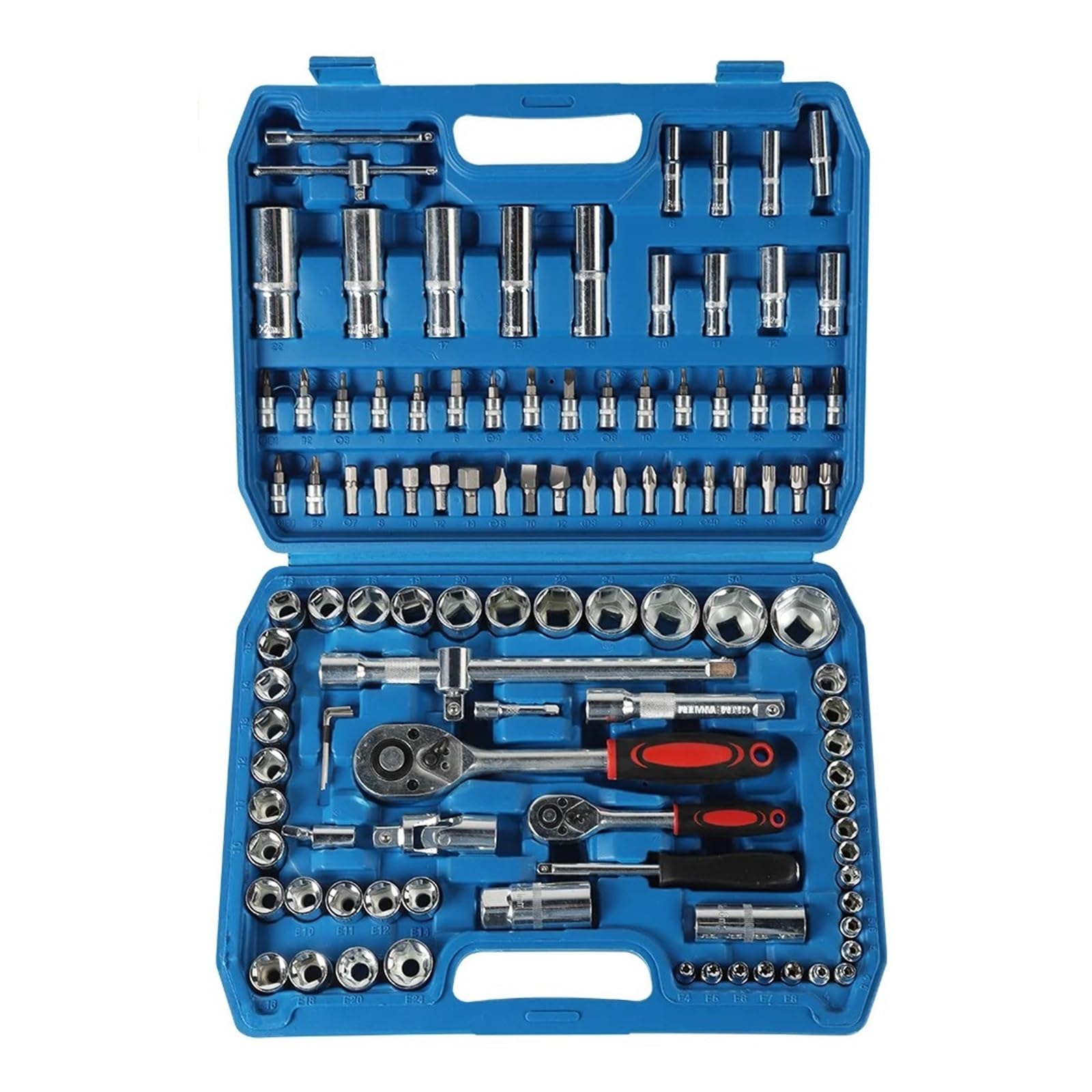 Vbhdte Blue Tool Box For Home Ratchet Socket Wrench Set 108Pcs Car Repair Tool Sets Ratchet Torque Wrench Combo Kit Ratchet Spanner Screwdriver Bits(Blue)