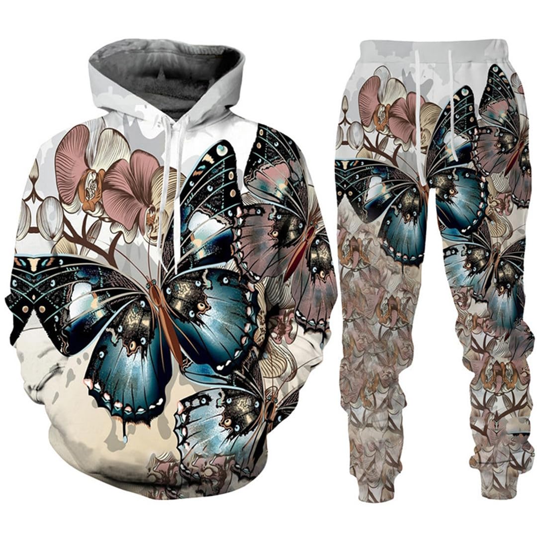 Pantaloni con cappuccio con stampa 3D Tuta da donna Casual Felpa con cappuccio Felpa Sport Wear Set