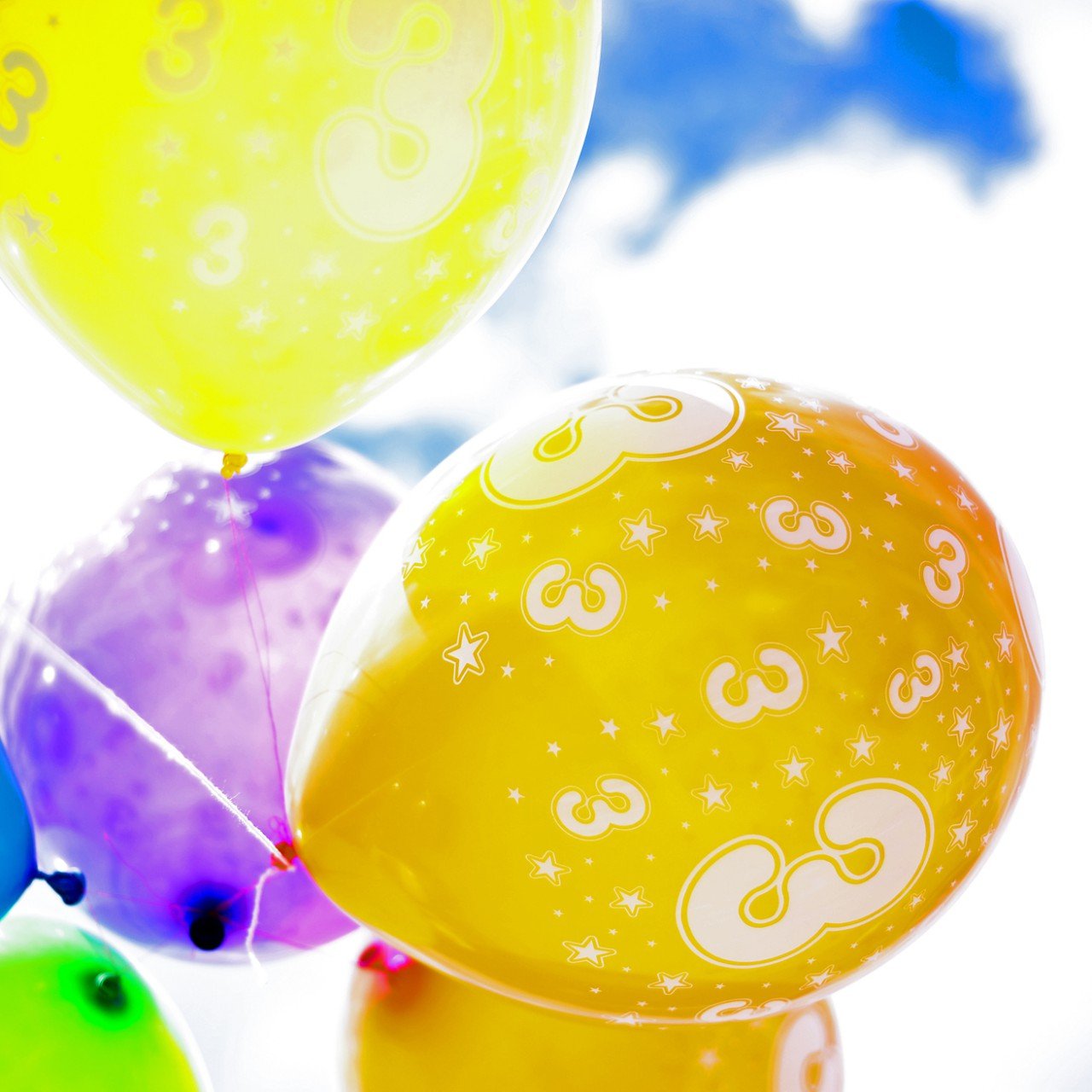 Happium Luftballons Zum 3. Geburtstag – 12 Zoll, Mehrfarbig Mit Zahl 3, Für Mädchen & Jungen