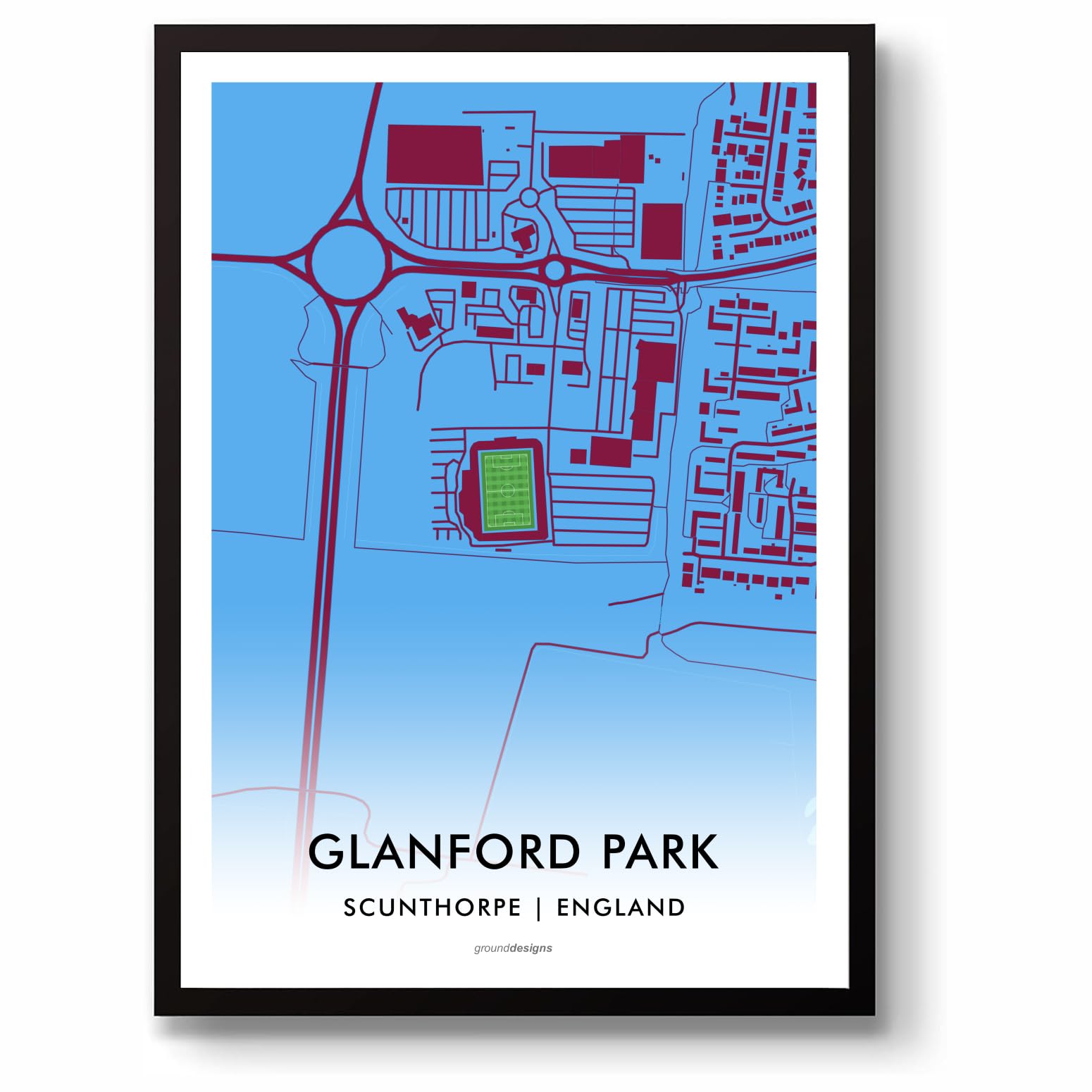 GroundDesigns SCUNTHORPE UNITED FC Glanford Park Stadium Map