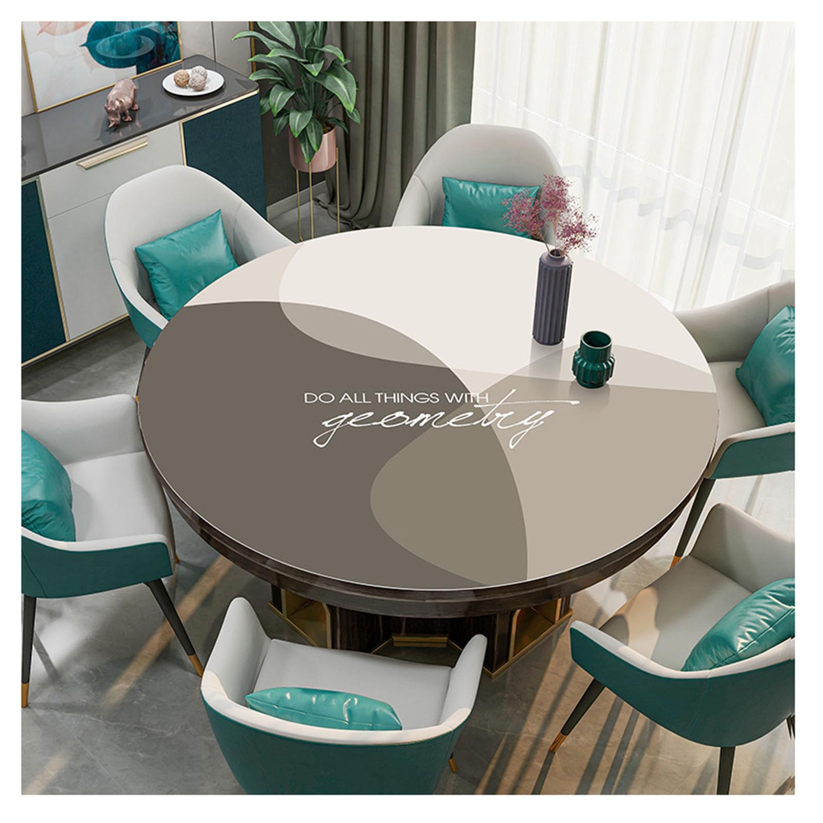 Nappe cuir ronde d'exception, protection de table chic motif B