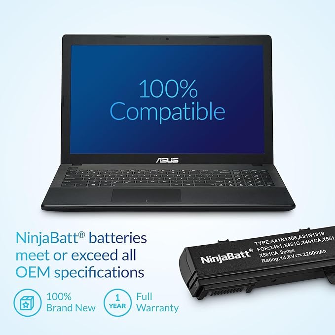 Batería NinjaBatt 2200mAh 14.8V para ASUS X551 miniatura 4