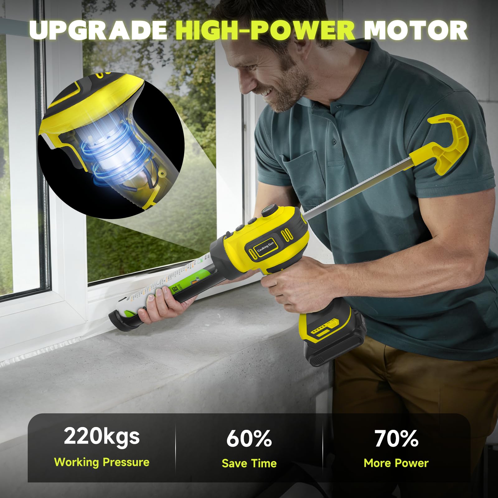 Pistola de calafateo inalámbrica mejorada para batería Dewalt de 20 V, velocidad infinitamente variable