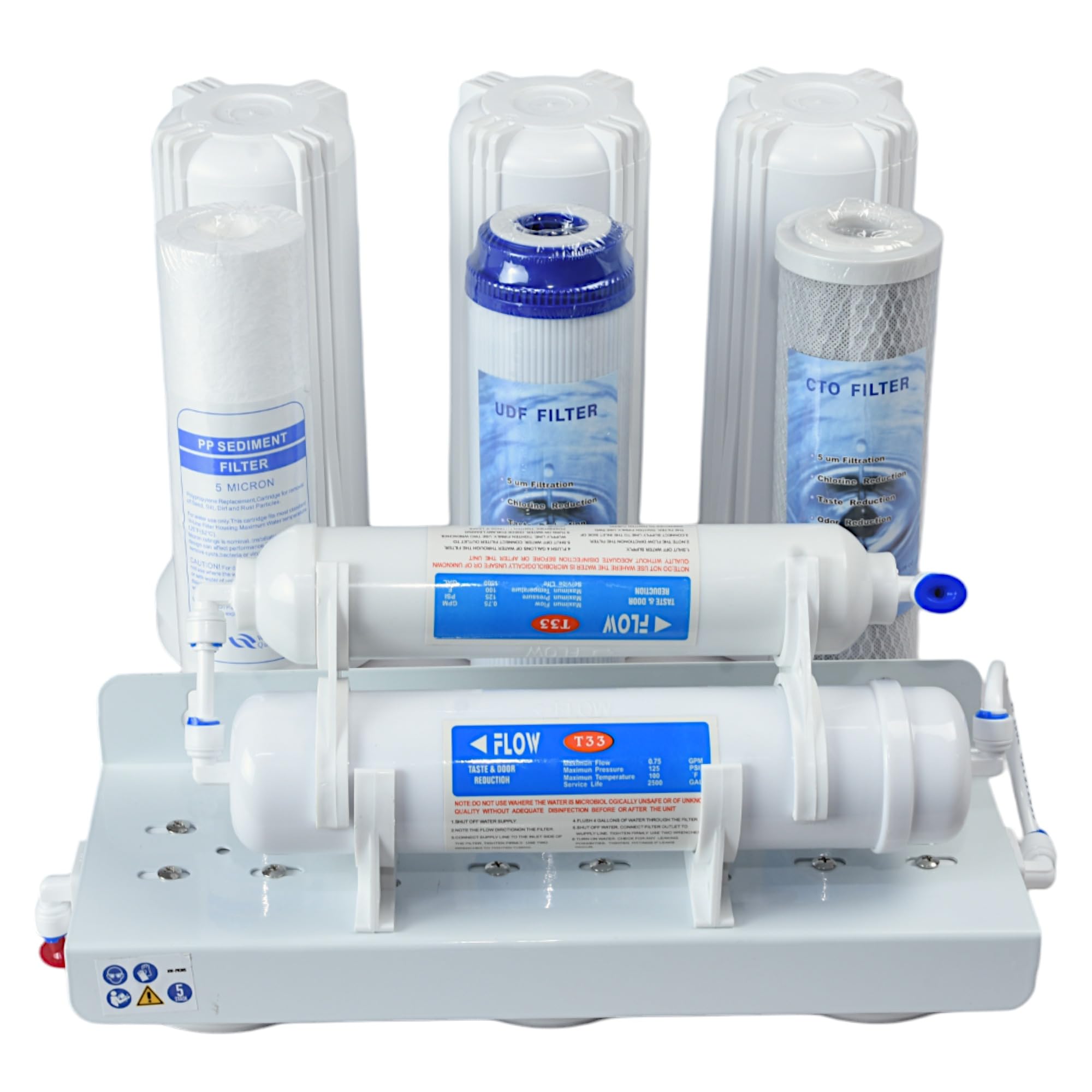 Purificador de agua de 5 etapas, filtro bajo fregadero filtración, sistema con grifo, accesorios de montaje de carbono activo, sedimentos
