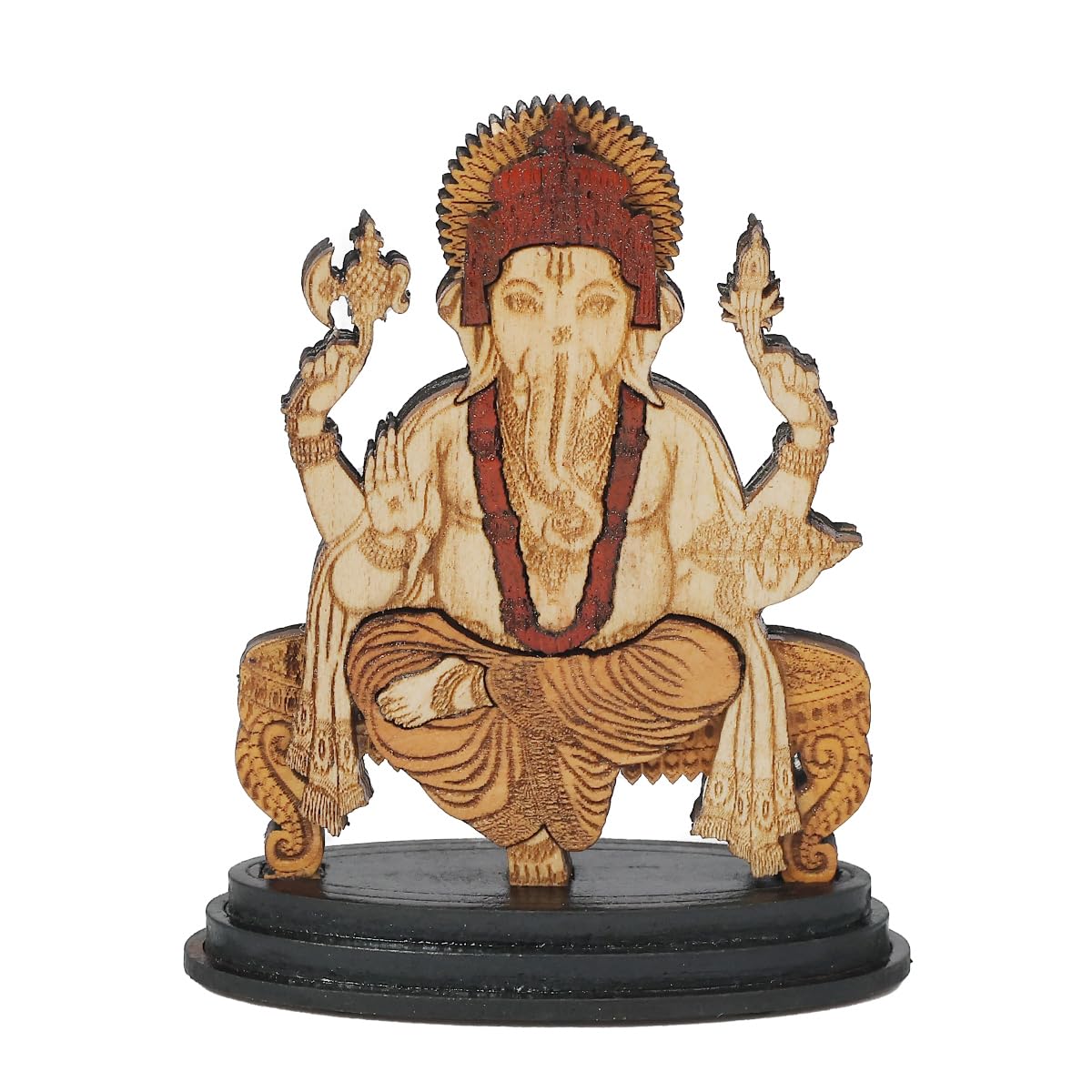 BISMAADH Handicraft Wooden Photo Frame Showpiece Specially Use for Table Top and Car-Dashboard,Home Decor, Pooja Room, Temple & House Warming Gift Purpose(Ganesh)