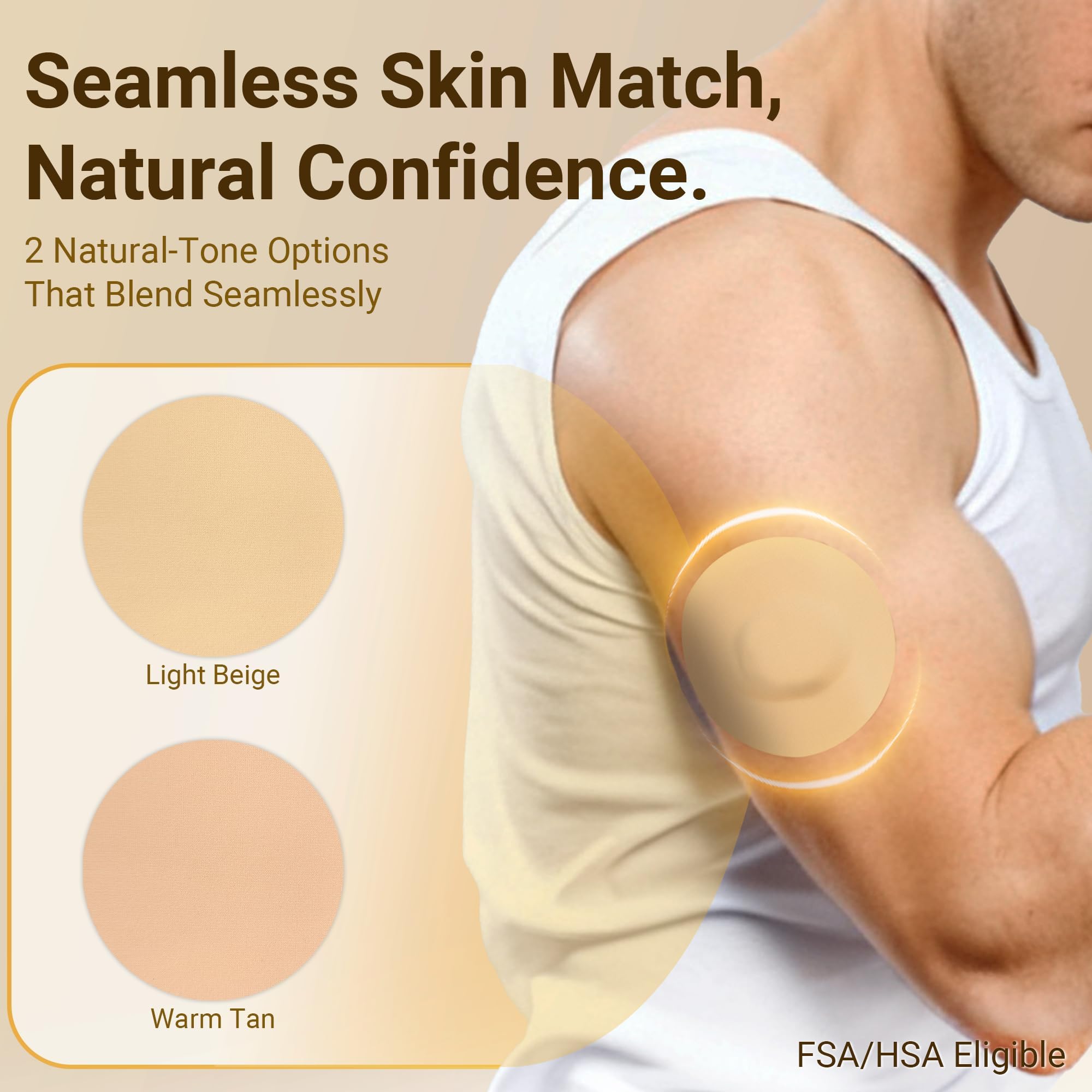 Libre 3 Sensorabdeckungen, wasserdicht, 20 Stück, Freestyle Libre 3 Plus, stoßsicher mit harter Kappe, wasserdicht, atmungsaktiv, medizinische CGM-Klebepflaster, 14-Tage-CGM-Schutz, Beige