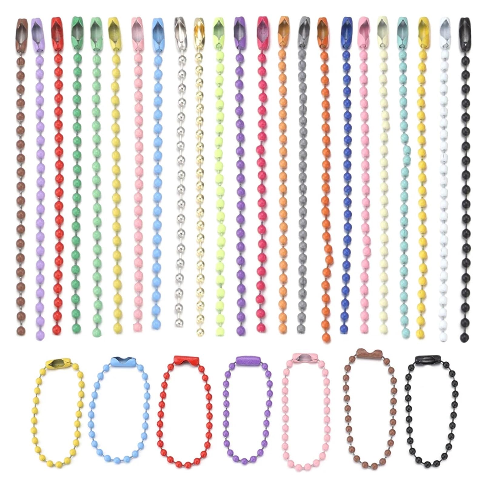 Łańcuszek kulkowy 400 sztuk/partia 10cm żelazny kolorowy łańcuszek z koralikami pasuje do breloka Tag złącze DIY tworzenia biżuterii(12cm)
