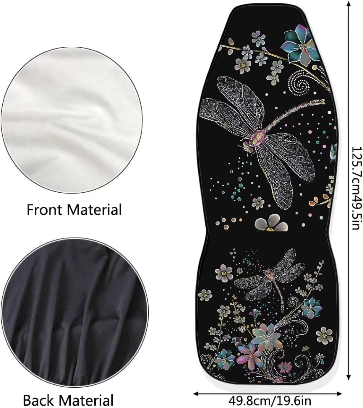 Floral Dragonfly Car Seat Covers Thin Covers for Front Seats Universal Fit Car Seat Protector Breathable for Summer Automotive Interior Accessories for Women Girls