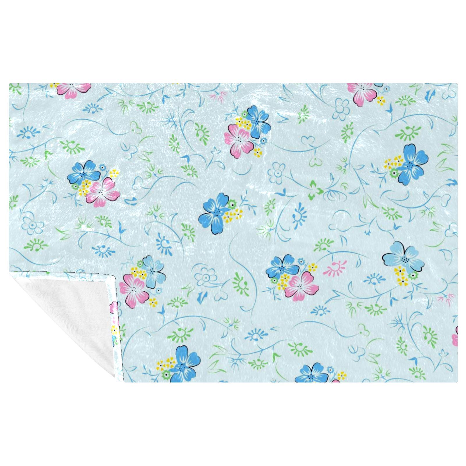 Couverture douce floral 150x100 cm plaid chaud pour pique-nique et lit