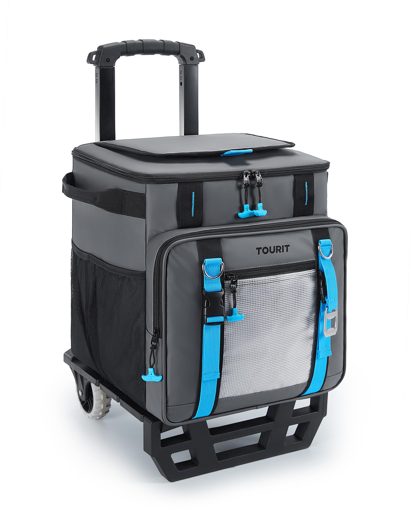 TOURIT 30L/50-Can Cooler with Wheels - 16Hrs Ice Retention Rolling Cooler with Retractable Handle & Oversized All-Terrain Tires, PU-Coated Waterproof