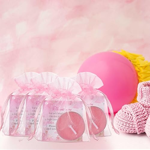 Miniatura 17 de Colarr Juego de 50 velas para baby shower, regalos para invitados con temática de oso, incluye 50 velas de té, 50 etiquetas de agradecimiento y 50