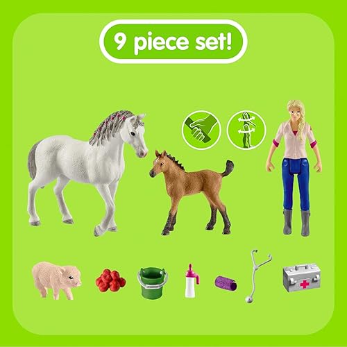 Miniatura 3 de Schleich Farm World, juguetes de animales de granja para niños, veterinarios que visitan yegua y potro con juguetes de veterinarios y caballos,