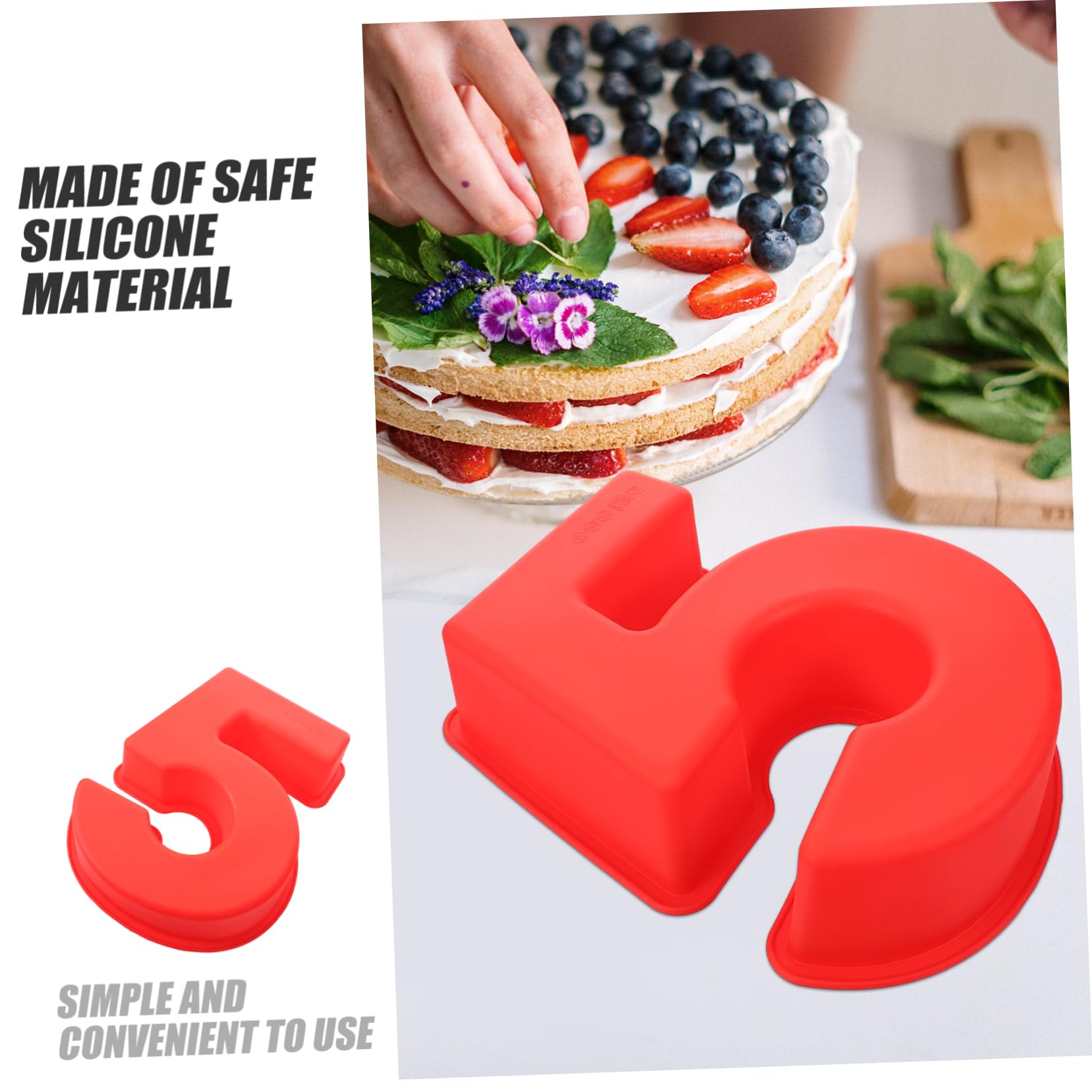 Alipis 5 Piezas Molde De Torta Repostería Casera Herramienta De Molde Para Hornear Latas De Pastel De Números Molde De Pastel De Niños Tarta Pequeña Baking Accessory Gel De Sílice Rojo