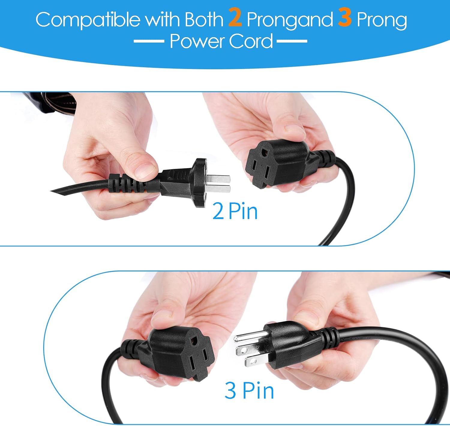 3 Prong 1 to 4 Outlet Power Cord Splitter Cord, 1.6FT 16AWG 10A/1250W, NEMA 5-15P to 3X NEMA 5-15R Y Style 3-Outlet Extension Cord for Home, Room, Office (Black)