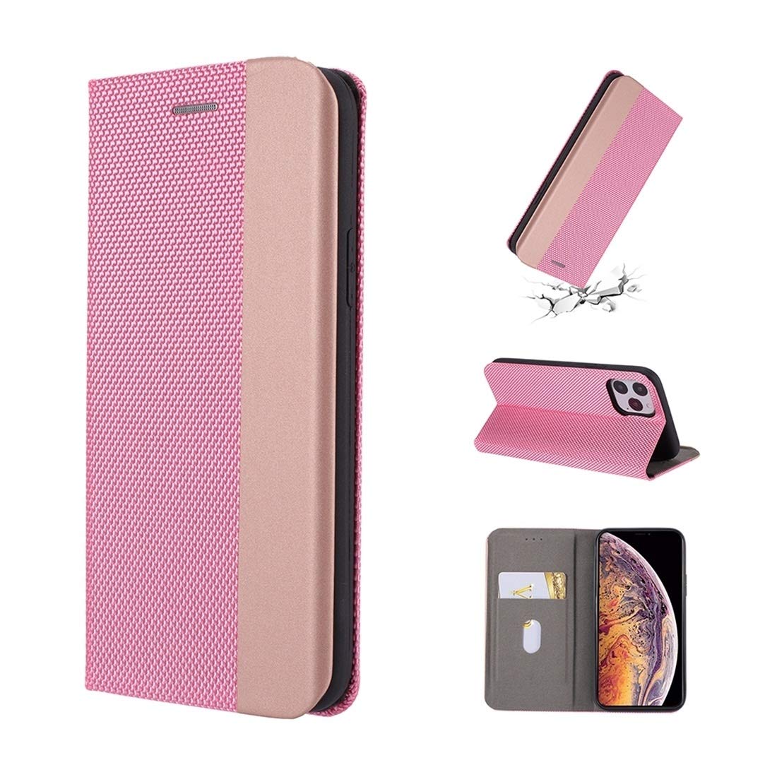 Housse iPhone 11 en Cuir Rose Ultra Fin avec Rabat Aimanté Invisible - 8