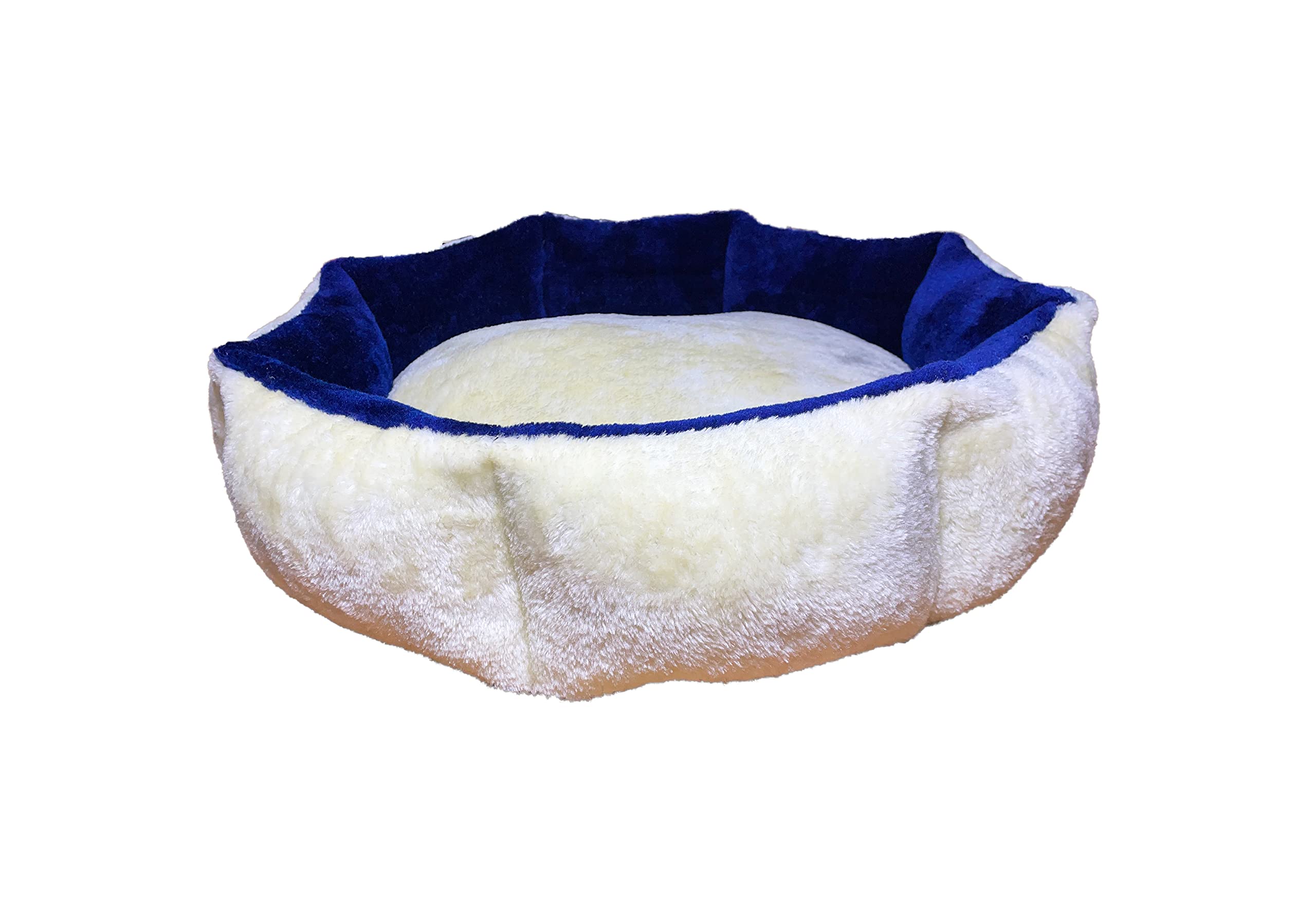Poofys Pet Island Dog Bed Large Size Bolster Design Pet Bed Ultra Soft Mink Fabric for Extra Comfort Dual Color Cream Dark Blue Sleeping Bed (B09YJ5DXTC) Amazon Price History, Amazon Price Tracker