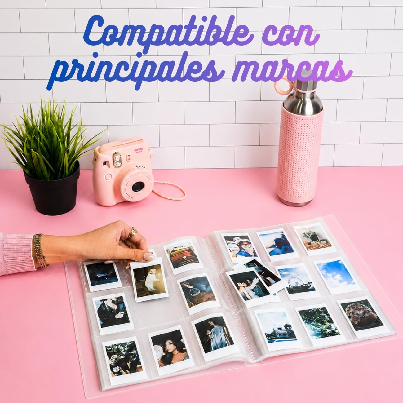 Album Fotos Transparente | Album para Fotos Instantáneas | Compatible con Mayoría de Cámaras Instantáneas | 30 Páginas 270 Cuadrículas | Portada Personalizable | Plástico Transparente Antiamarilleo